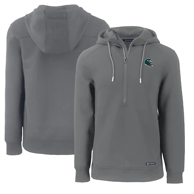 Sweat à capuche demi-zippé recyclé gris Philadelphia Eagles pour homme, modèle Cutter & Buck, avec casque Roam Eco