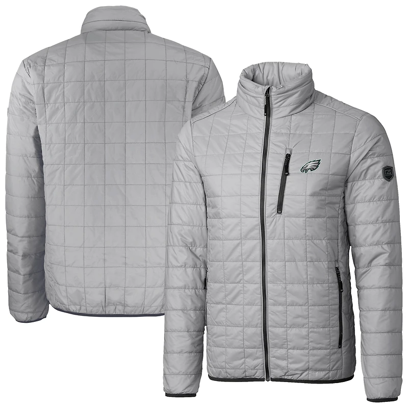 Doudoune isolante entièrement zippée Rainier PrimaLoft Eco pour homme, grise, Cutter & Buck, Philadelphia Eagles