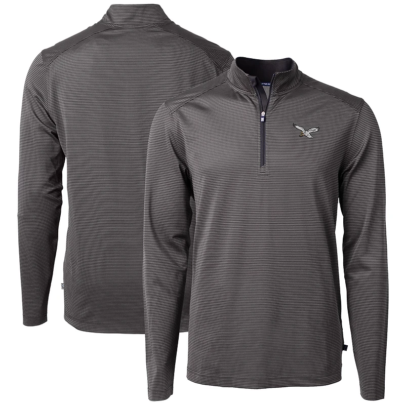 Pull-over zippé quart de tour en piqué recyclé à micro-rayures et des Philadelphia Eagles, gris, Cutter & Buck, pour homme