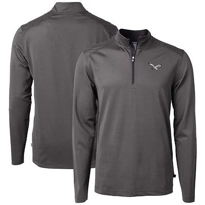 Pull-over zippé quart de tour en piqué recyclé à micro-rayures et des Philadelphia Eagles, gris, Cutter & Buck, pour homme