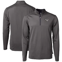 Pull-over zippé quart de tour en piqué recyclé à micro-rayures et des Philadelphia Eagles, gris, Cutter & Buck, pour homme