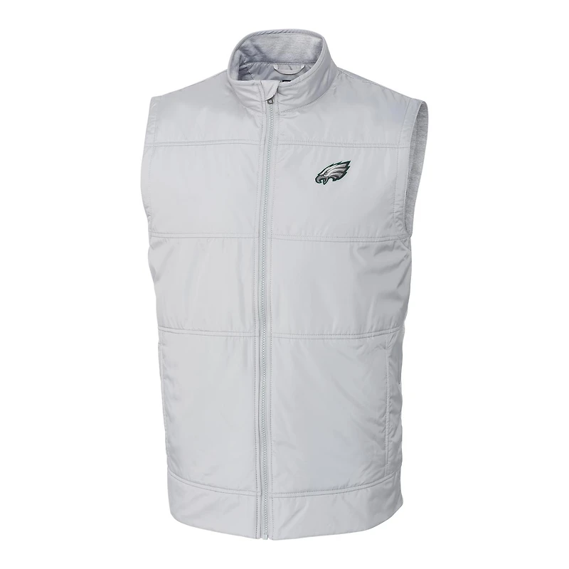 Gilet zippé intégral Stealth gris chiné pour homme Cutter & Buck des Eagles de Philadelphie, grande taille