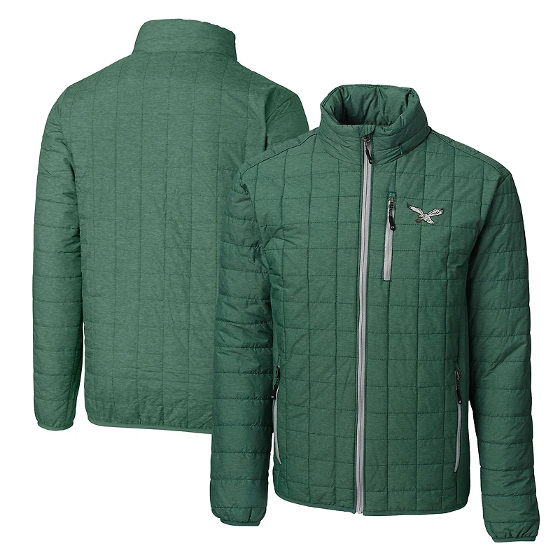Doudoune isolante entièrement zippée Rainier PrimaLoft Eco pour homme, vert chiné, Cutter & Buck, Philadelphia Eagles