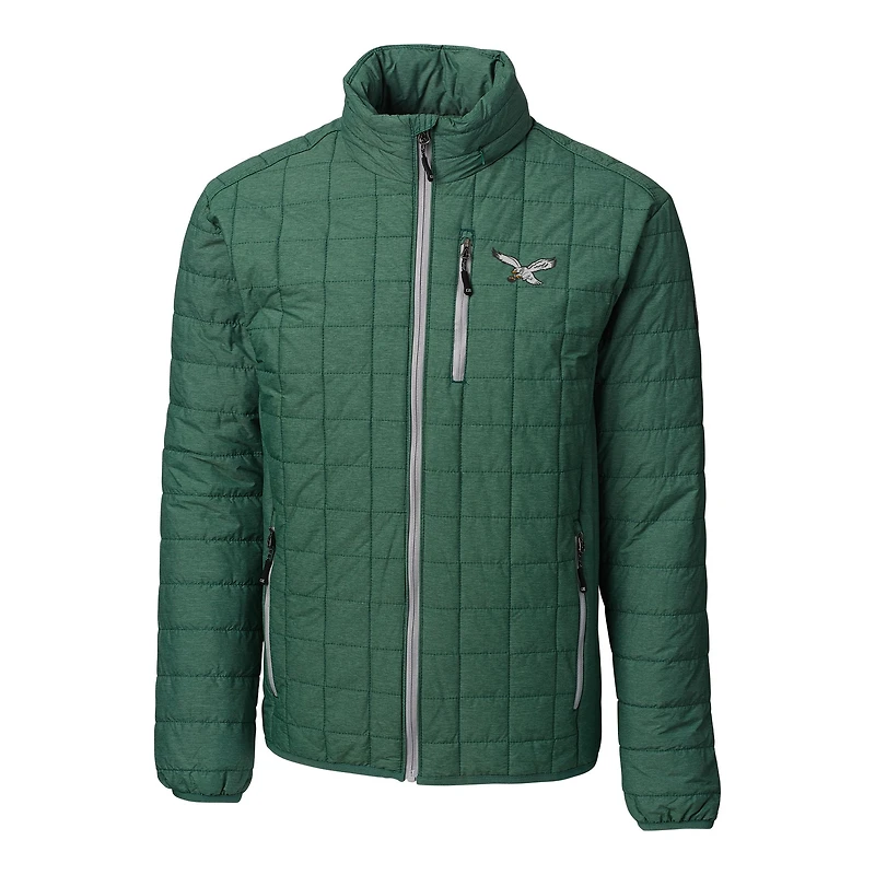 Doudoune isolante entièrement zippée Rainier PrimaLoft Eco pour homme, vert chiné, Cutter & Buck, Philadelphia Eagles