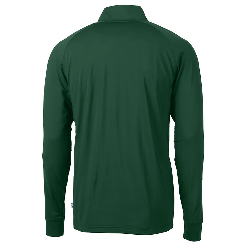 Men's Cutter & Buck Hunter Green Philadelphia Eagles Eco Knit Stretch Recycled Quarter-Zip Pullover