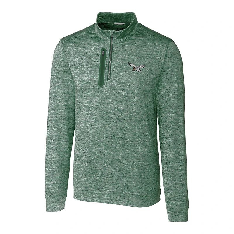 Pull-over zippé quart de tour Stealth Heathered vert Philadelphia Eagles pour homme, Cutter & Buck Hunter