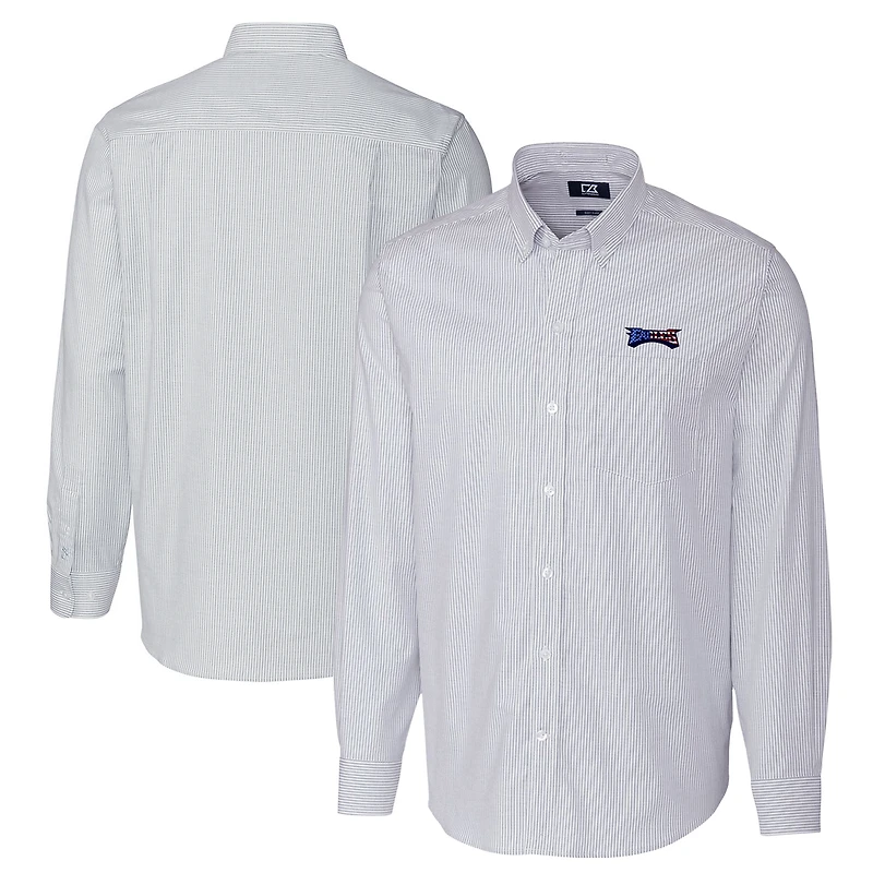 Chemise boutonnée à manches longues et rayures Oxford extensible bleu clair pour homme Cutter & Buck des Philadelphia Eagles, grande taille
