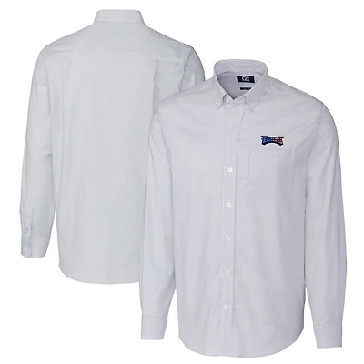 Chemise boutonnée à manches longues et rayures Oxford extensible bleu clair pour homme Cutter & Buck des Philadelphia Eagles, grande taille