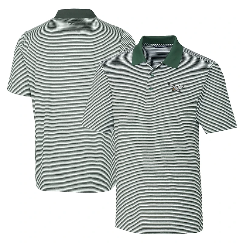Men's Cutter & Buck Midnight Green Philadelphia Eagles Forge Tonal Stripe Stretch Polo