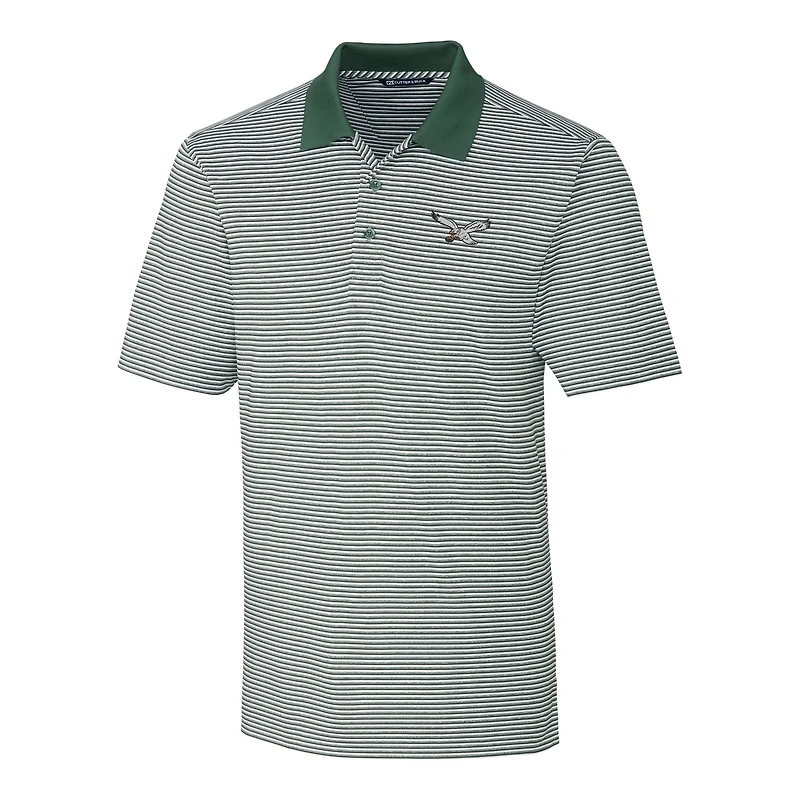 Polo stretch à rayures ton sur vert nuit Cutter & Buck pour homme, modèle Philadelphia Eagles Forge, de la marque Buck.