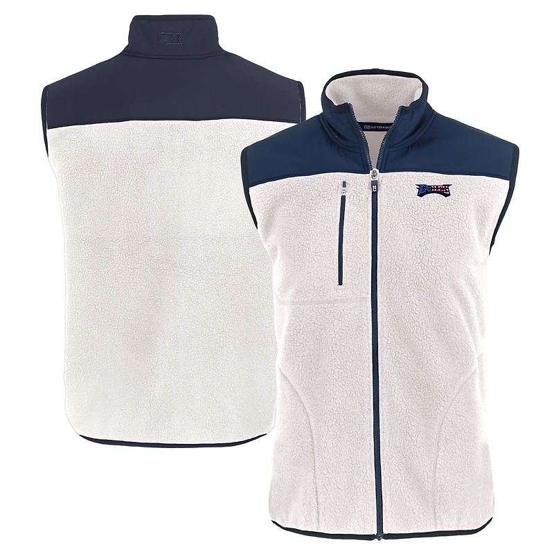 Gilet zippé en polaire Sherpa écologique Americana Cascade pour homme Cutter & Buck Oatmeal Philadelphia Eagles