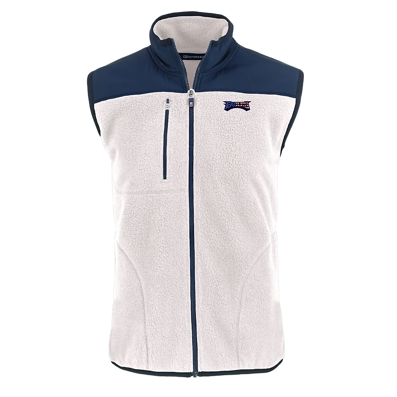 Gilet zippé en polaire Sherpa écologique Americana Cascade pour homme Cutter & Buck Oatmeal Philadelphia Eagles