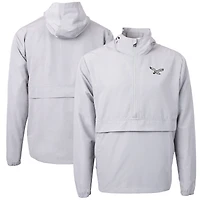 Men's Cutter & Buck Silver Philadelphia Eagles Charter Eco Knit Recycled Anorak Half-Zip Jacket