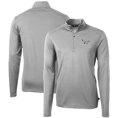 Pull zippé quart de tour en piqué écologique recyclé pour homme, modèle Cutter & Buck Silver Philadelphia Eagles Gridiron Classics, grandes tailles