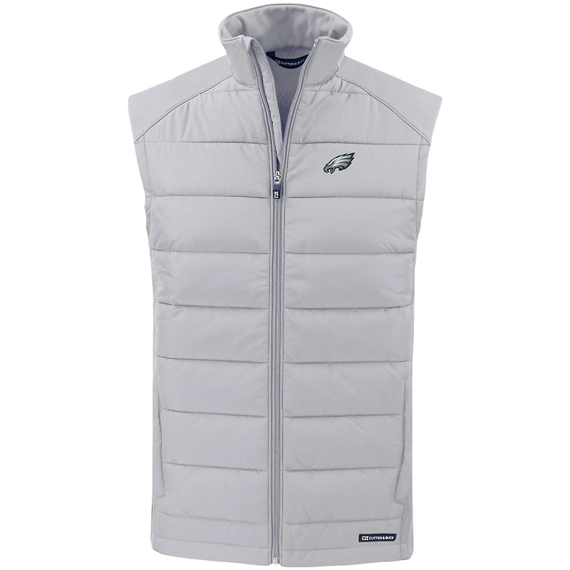 Gilet zippé entièrement recyclé PrimaLoft Hybrid Eco Softshell pour homme Cutter & Buck Silver Philadelphia Eagles