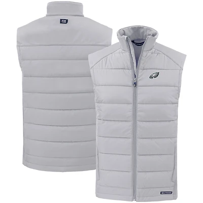Gilet zippé entièrement recyclé PrimaLoft Hybrid Eco Softshell pour homme Cutter & Buck Silver Philadelphia Eagles