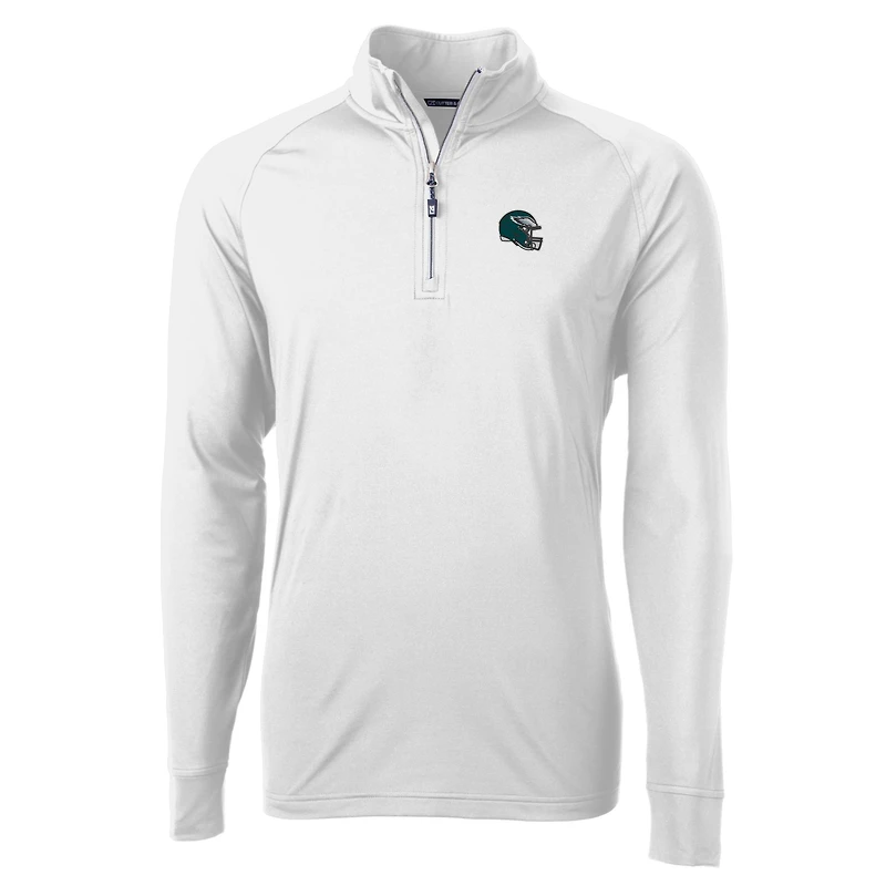 Pull-over blanc à fermeture éclair quart de tour pour homme, en tricot extensible recyclé, avec casque Adapt Eco Knit des Philadelphia Eagles.