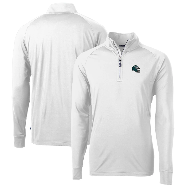 Pull-over blanc à fermeture éclair quart de tour pour homme, en tricot extensible recyclé, avec casque Adapt Eco Knit des Philadelphia Eagles.