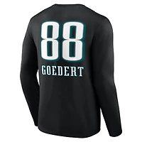 T-shirt à manches longues noir Dallas Goedert pour homme, avec nom et numéro de l'équipe des Philadelphia Eagles