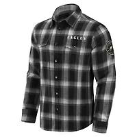 Chemise à carreaux en flanelle noire boutons-pression pour homme Darius Rucker Collection by Fanatics, motif Philadelphia Eagles