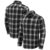 Chemise à carreaux en flanelle noire boutons-pression pour homme Darius Rucker Collection by Fanatics, motif Philadelphia Eagles