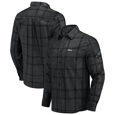 Chemise boutonnée en velours côtelé micro noir pour homme, collection Darius Rucker par Fanatics, Philadelphia Eagles
