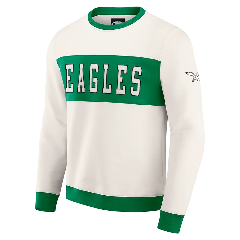 Sweat-shirt colorblock crème pour homme de la collection Darius Rucker Fanatics, motif Philadelphia Eagles