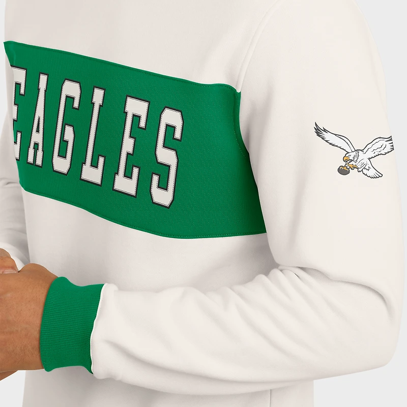 Sweat-shirt colorblock crème pour homme de la collection Darius Rucker Fanatics, motif Philadelphia Eagles