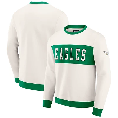 Men's Darius Rucker Collection by Fanatics  Cream Philadelphia Eagles Colorblock Pullover Sweatshirt