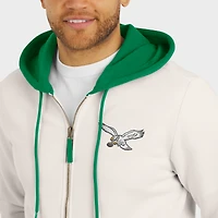 Sweat à capuche zippé pour homme de la collection Darius Rucker Fanatics, couleur crème, motif Philadelphia Eagles, effet vieilli