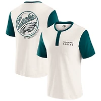 Men's Darius Rucker Collection by Fanatics Cream Philadelphia Eagles Henley Colorblock Slub Pocket T-Shirt