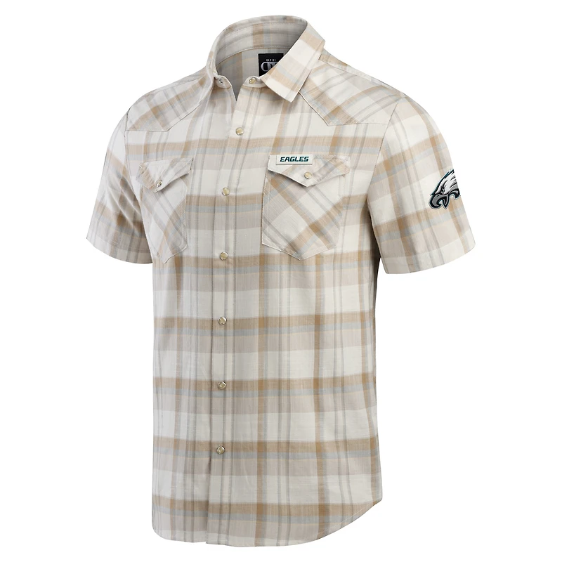 Chemise à carreaux boutons-pression pour homme de la collection Darius Rucker Fanatics, gris, Philadelphia Eagles