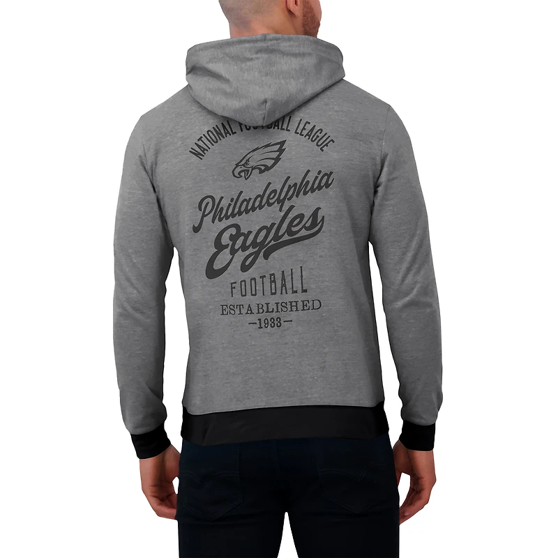 Sweat à capuche en tricot ton sur pour homme de la collection Darius Rucker Fanatics, gris, Philadelphia Eagles