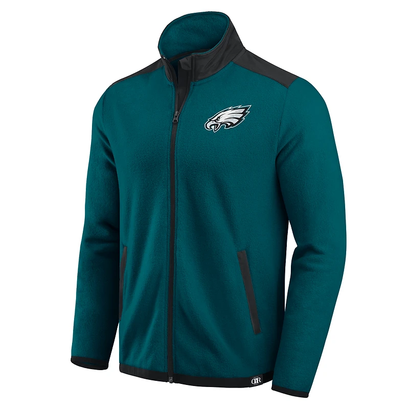 Men's Darius Rucker Collection by Fanatics Kelly Green Philadelphia Eagles Color Block Polar Fleece Full-Zip Jacket