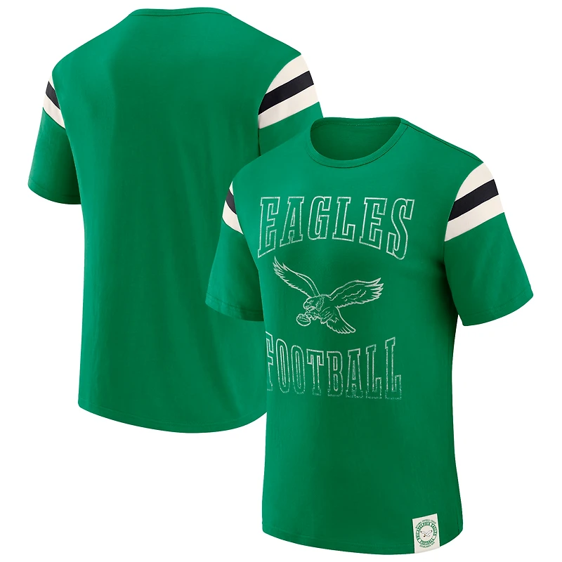 T-shirt à rayures rétro vert vieilli pour homme de la collection Darius Rucker par Fanatics, motif Kelly des Philadelphia Eagles