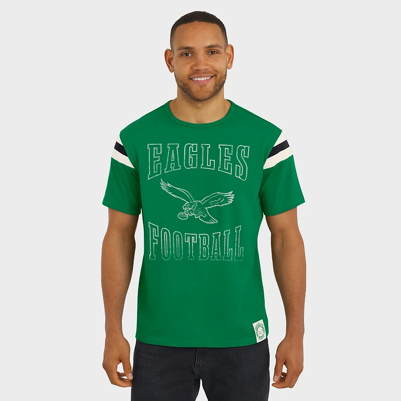 T-shirt à rayures rétro vert vieilli pour homme de la collection Darius Rucker par Fanatics, motif Kelly des Philadelphia Eagles