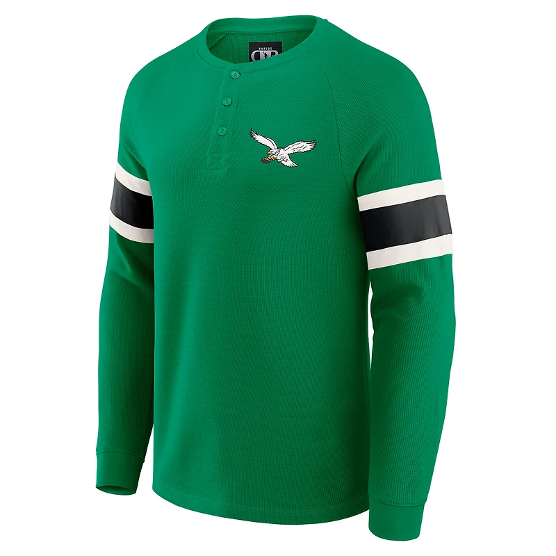 Men's Darius Rucker Collection by Fanatics Kelly Green Philadelphia Eagles Waffle-Knit Raglan Long Sleeve Henley T-Shirt