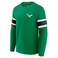 Men's Darius Rucker Collection by Fanatics Kelly Green Philadelphia Eagles Waffle-Knit Raglan Long Sleeve Henley T-Shirt