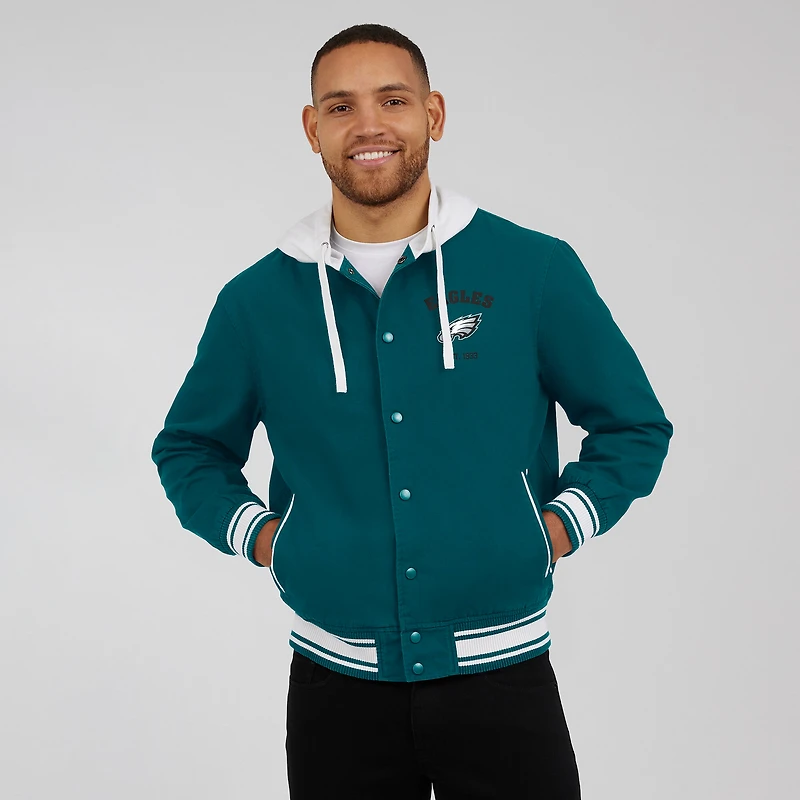 Veste à capuche boutons-pression pour homme de la collection Darius Rucker Fanatics, vert nuit, Philadelphia Eagles