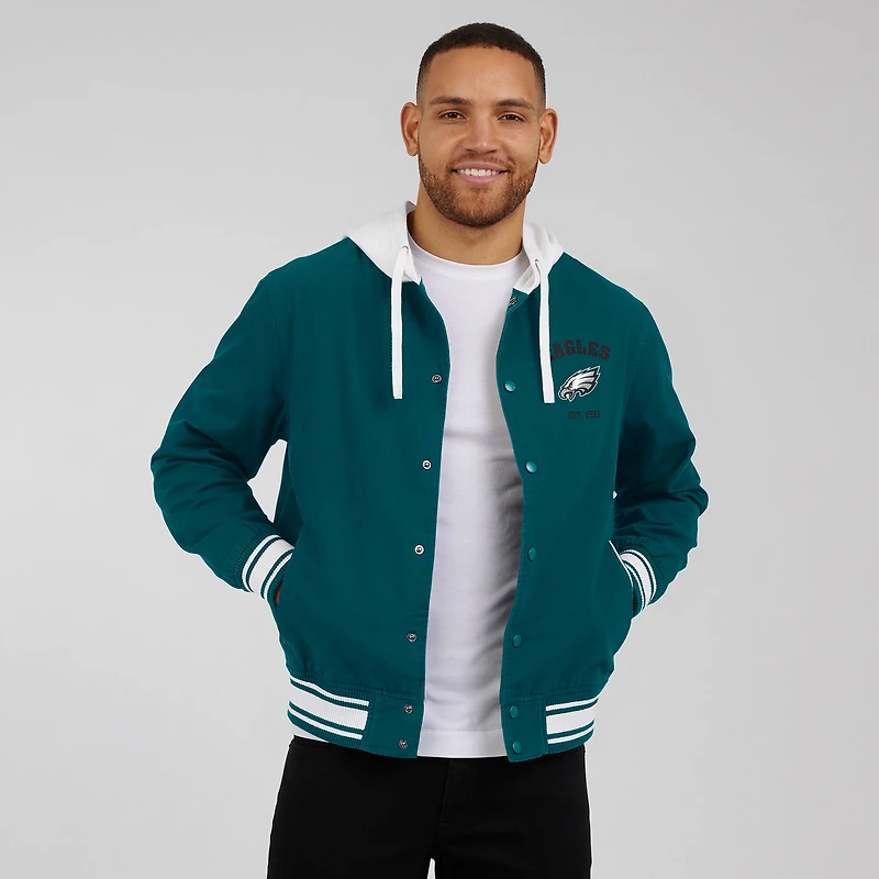 Men's Darius Rucker Collection by Fanatics Midnight Green Philadelphia Eagles Full-Snap Hoodie Jacket