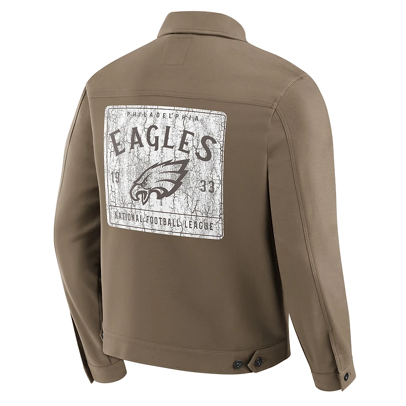 Veste camionneur à boutons complets pour homme Darius Rucker Collection by Fanatics Tan Philadelphia Eagles