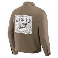 Veste camionneur à boutons complets pour homme Darius Rucker Collection by Fanatics Tan Philadelphia Eagles
