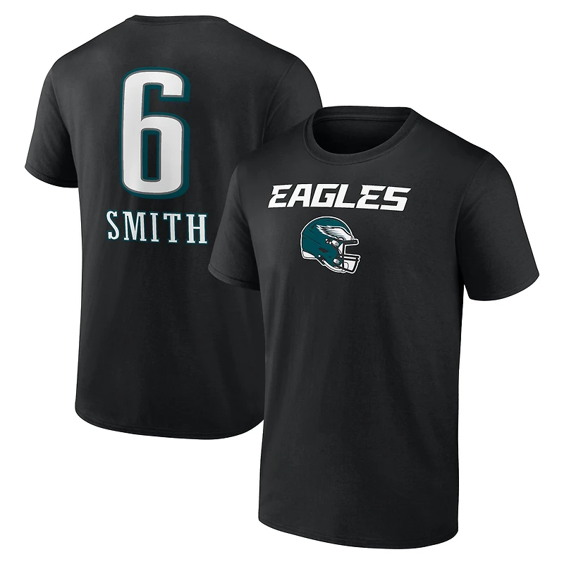 T-shirt noir pour homme DeVonta Smith avec nom et numéro de l'équipe des Philadelphia Eagles