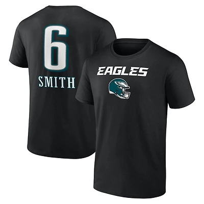 T-shirt noir pour homme DeVonta Smith avec nom et numéro de l'équipe des Philadelphia Eagles