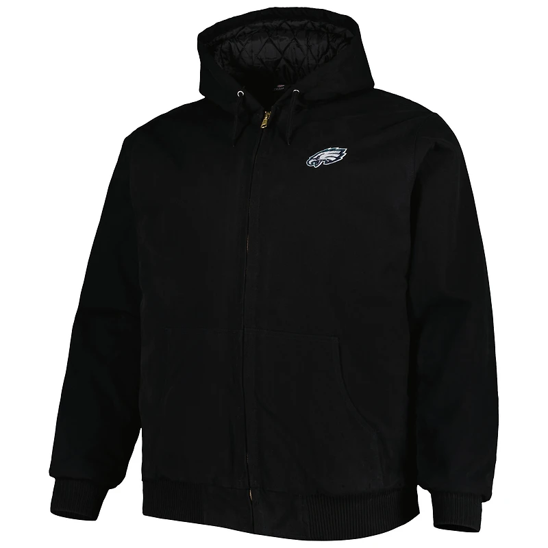 Veste à capuche entièrement zippée pour hommes Dunbrooke Black Philadelphia Eagles Big & Tall Dakota en toile