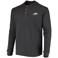 Men's Dunbrooke Charcoal Philadelphia Eagles Logo Maverick Thermal Henley Long Sleeve T-Shirt