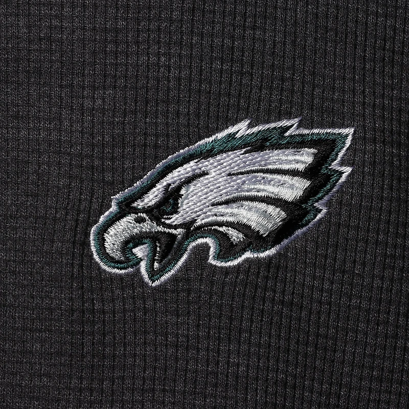Dunbrooke Charcoal Philadelphia Eagles Logo Maverick Thermal Henley T-shirt à manches longues pour homme