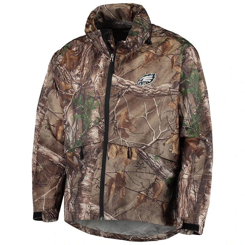 Dunbrooke Realtree Camo Philadelphia Eagles Circle Sportsman Veste imperméable compressible entièrement zippée pour homme