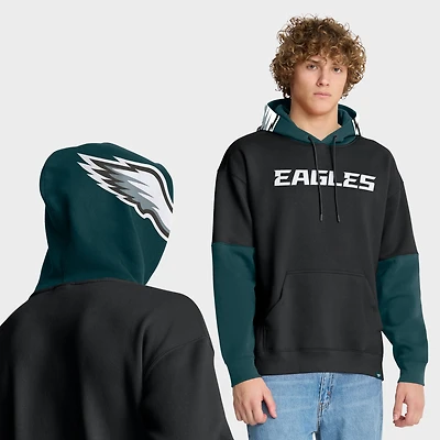 Sweat à capuche Fanatics noir/vert nuit pour homme avec logo casque des Philadelphia Eagles