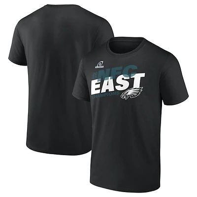 T-shirt Fanatics noir pour homme, Philadelphia Eagles, champions de la division NFC Est 2025, grandes tailles.